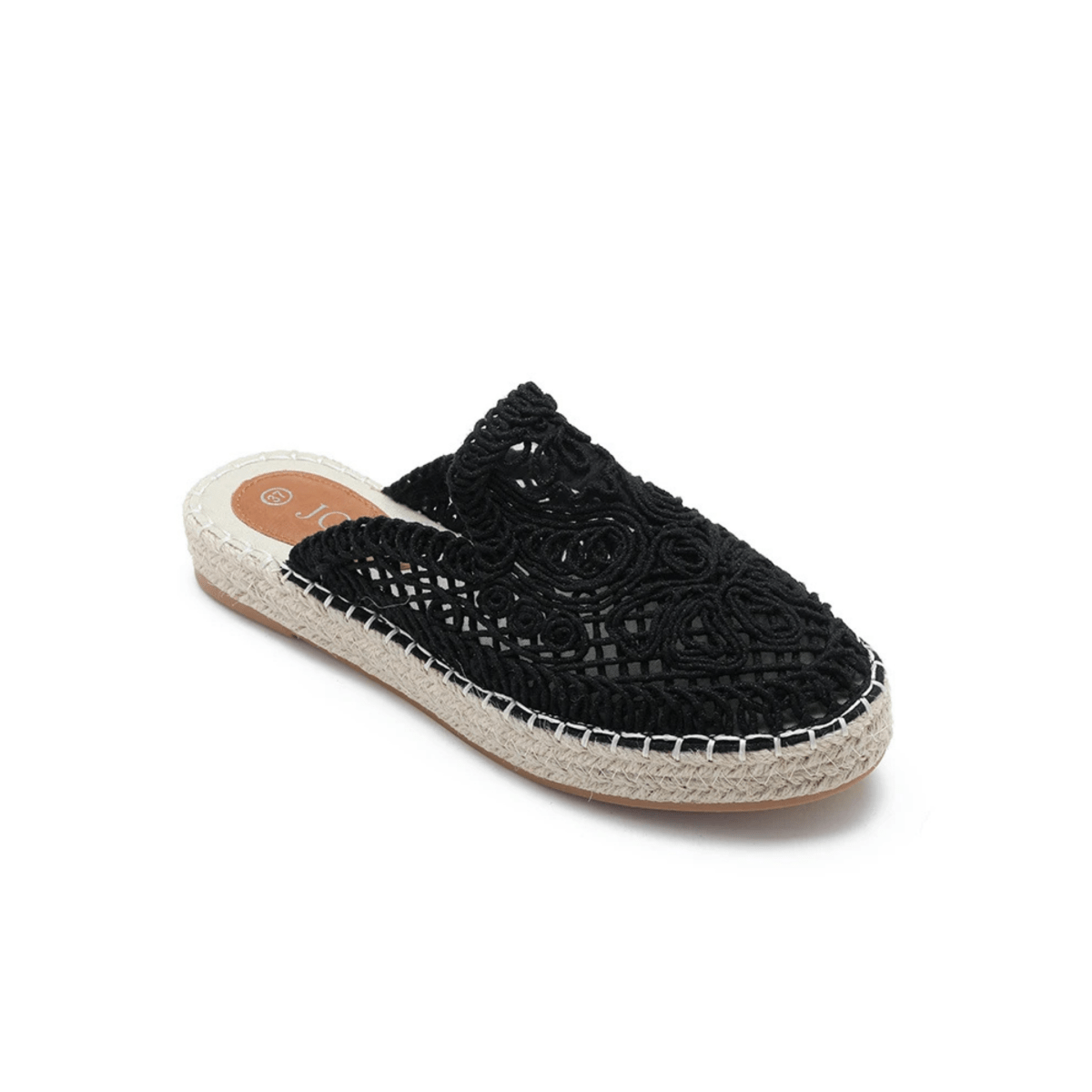 Mules tressées en corde pour femme – Noir – Lorena - Lea & Paul Maroc
