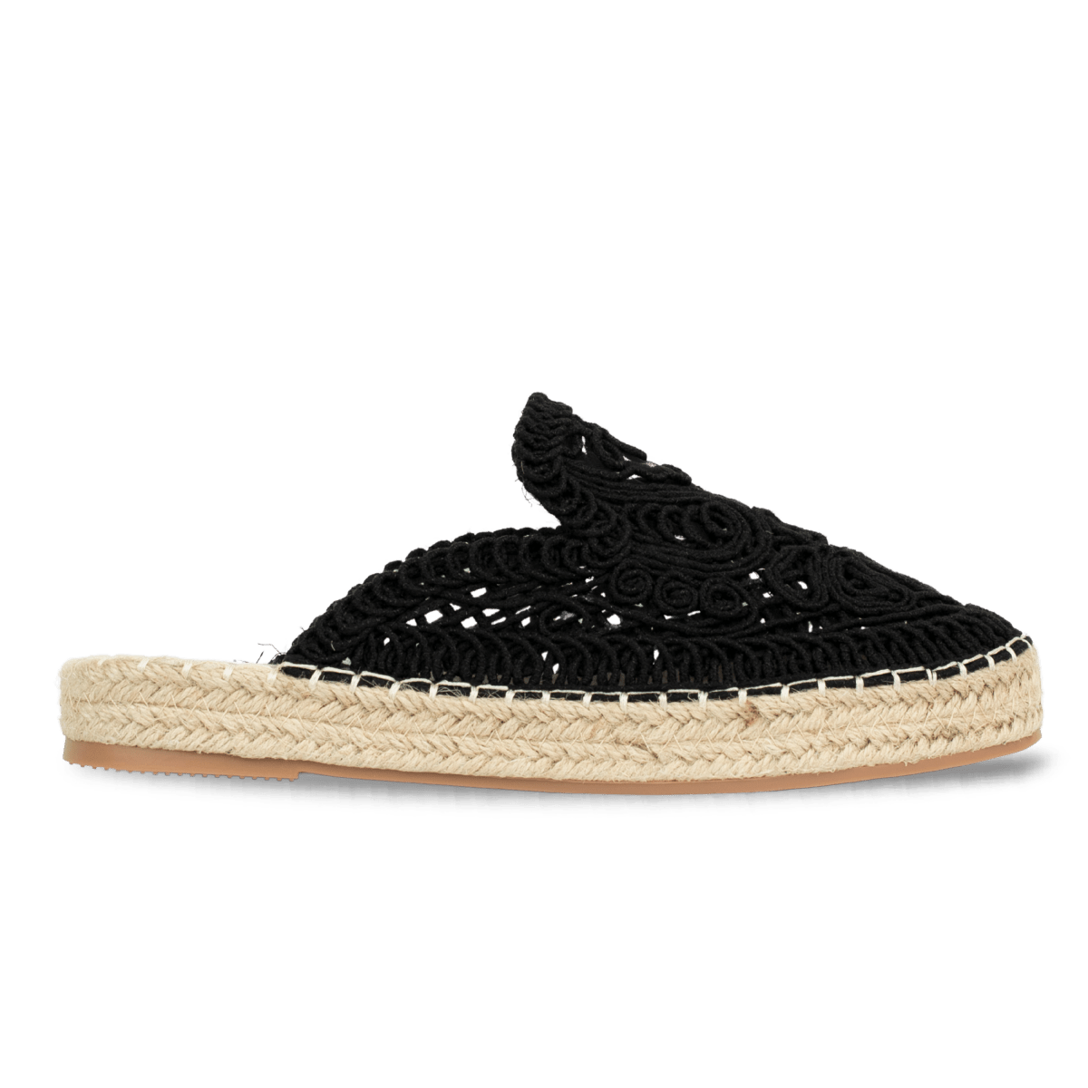 Mules tressées en corde pour femme – Noir – Lorena - Lea & Paul Maroc