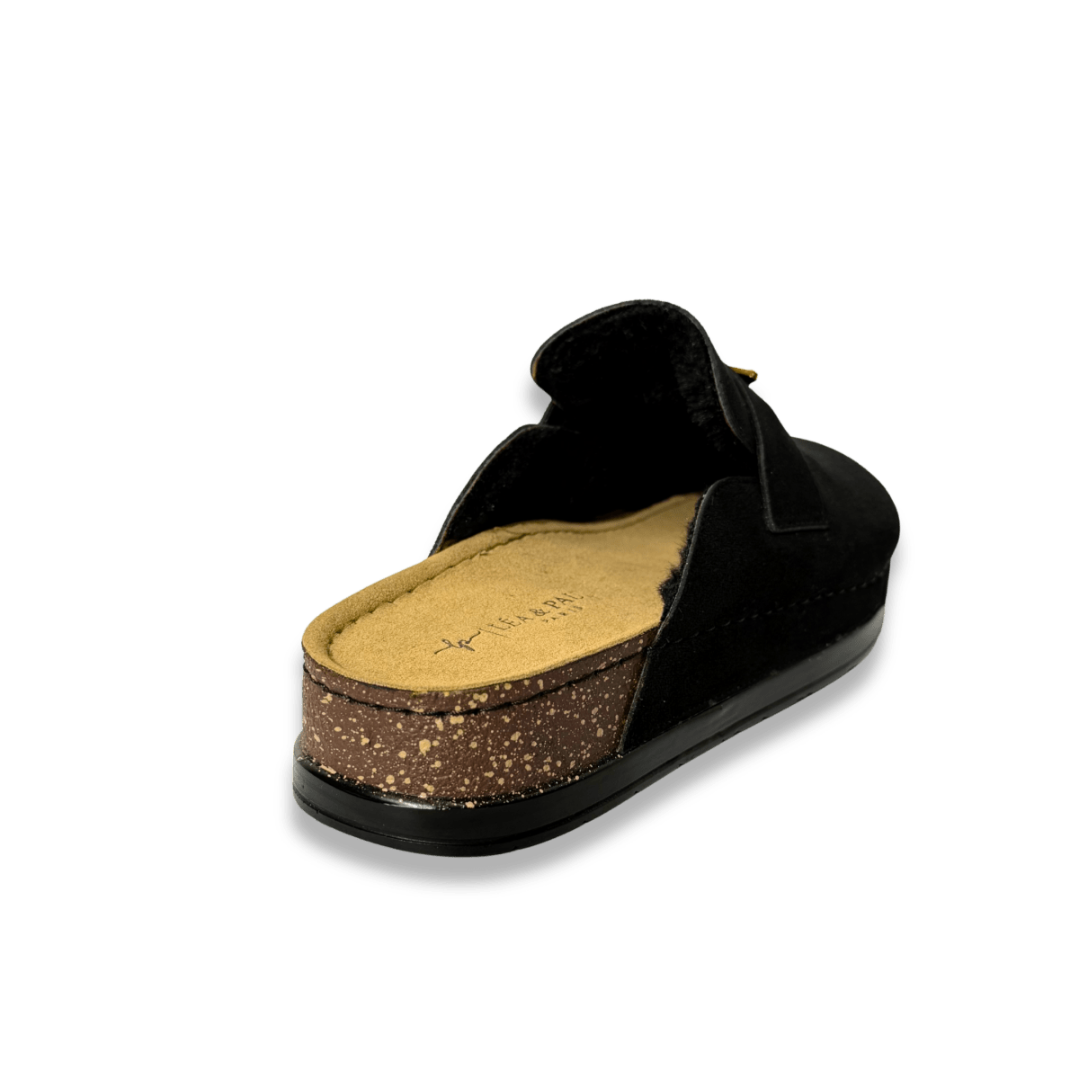 Sabot en daim fourré pour femmes - noir - Anaëlle - Lea & Paul Maroc