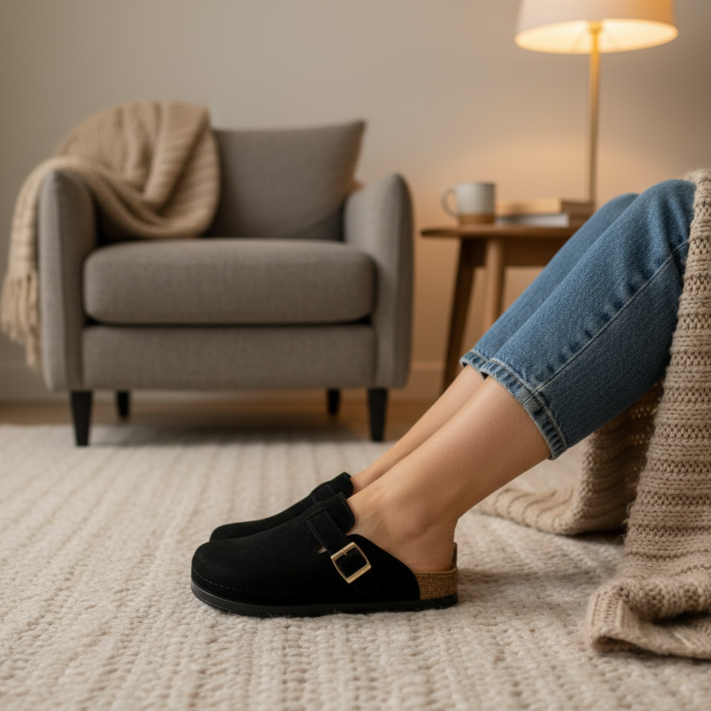 Sabot en daim pour femme - noir - Maélia - Lea & Paul Maroc