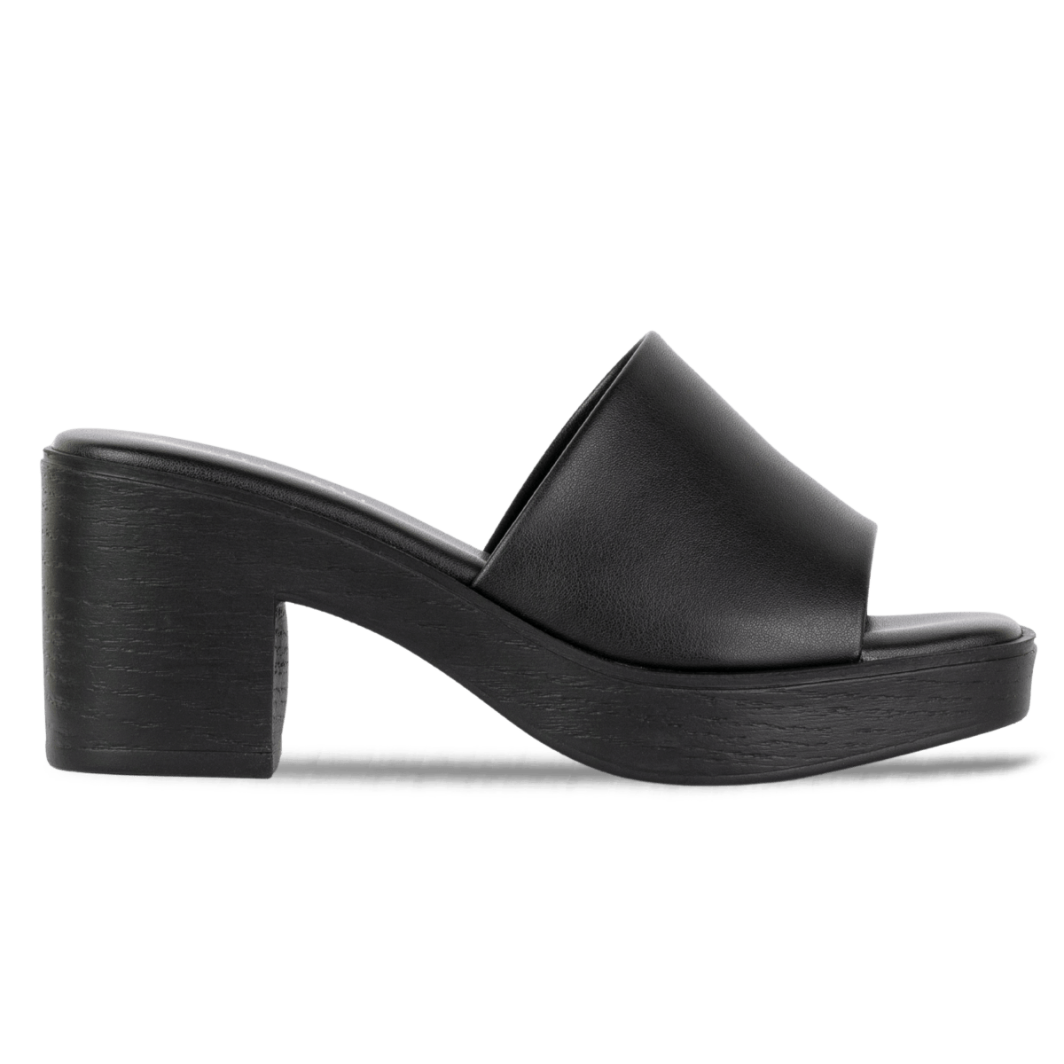 Sabots à talon en cuir pour femme – Noir – Anouk - Lea & Paul Maroc