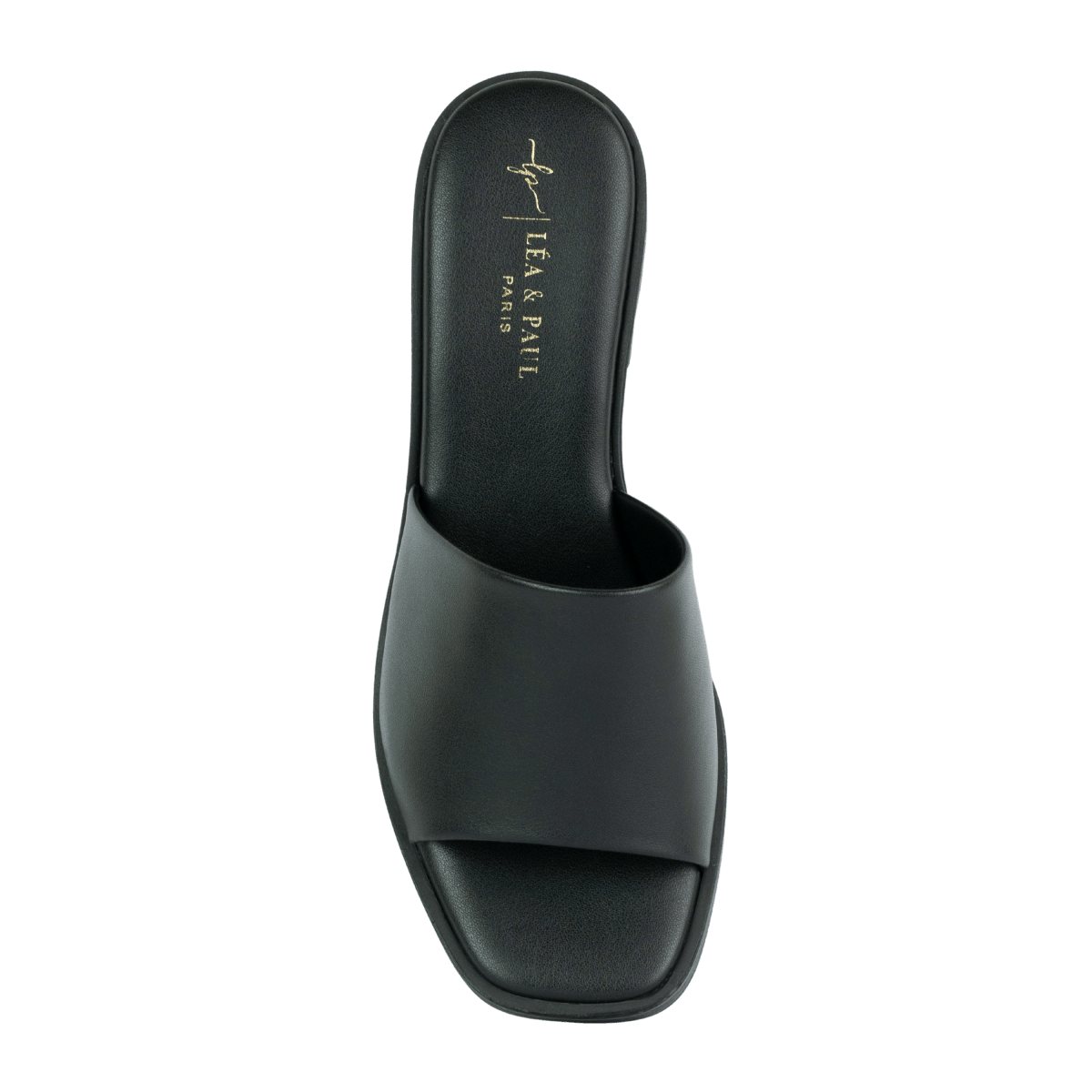 Sabots à talon en cuir pour femme – Noir – Anouk - Lea & Paul Maroc