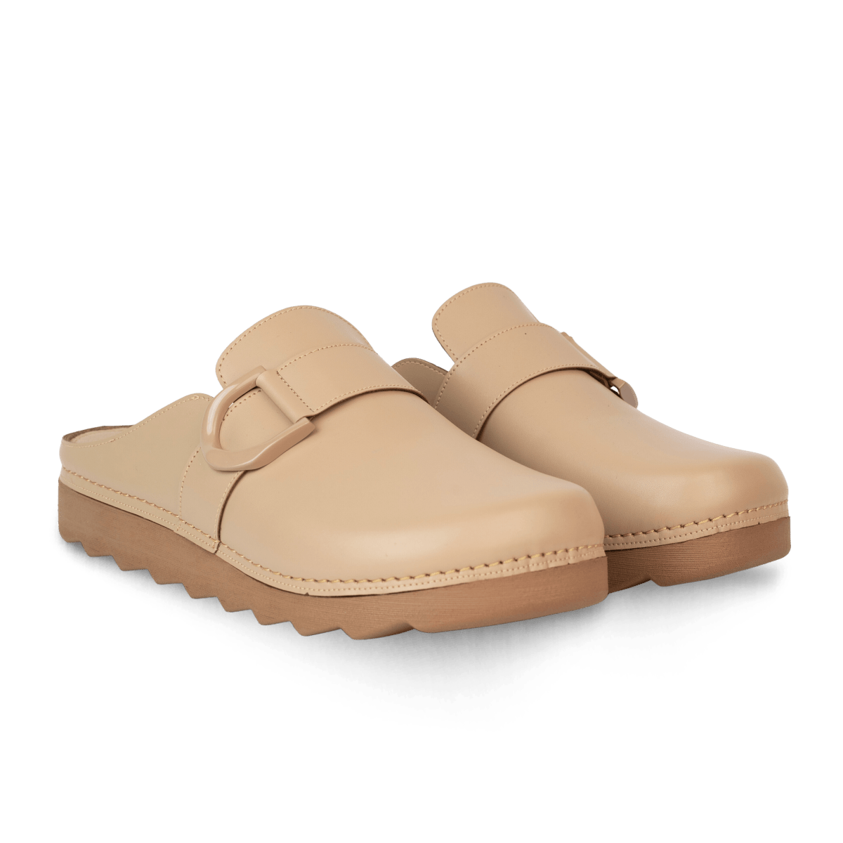 Sabots en cuir pour femme – Beige – Véronique - Lea & Paul Maroc