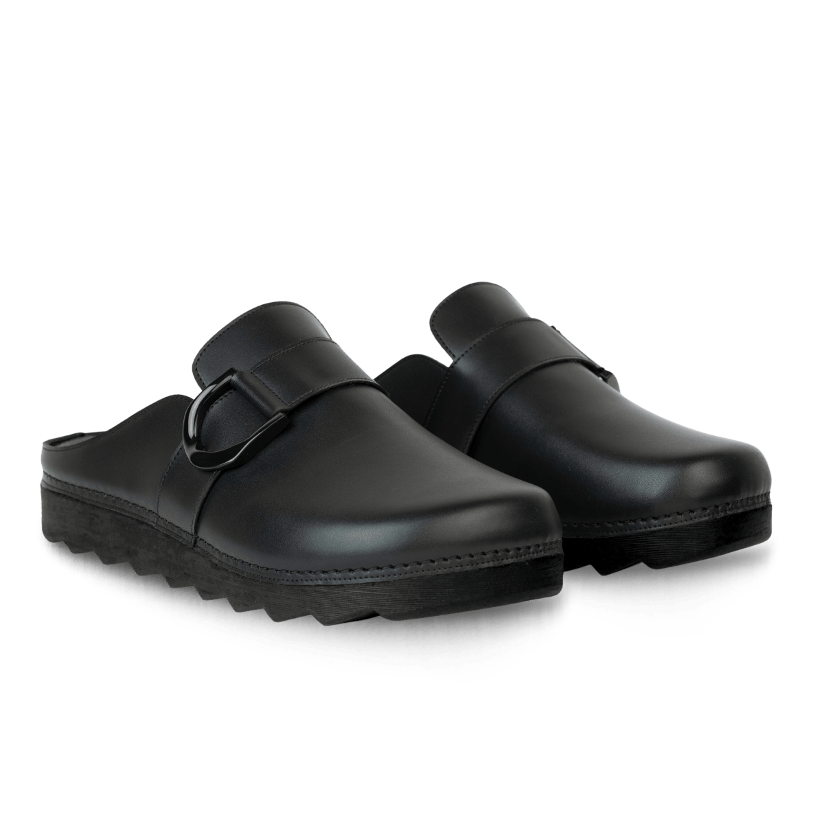 Sabots en cuir pour femme – Noir – Véronique - Lea & Paul Maroc
