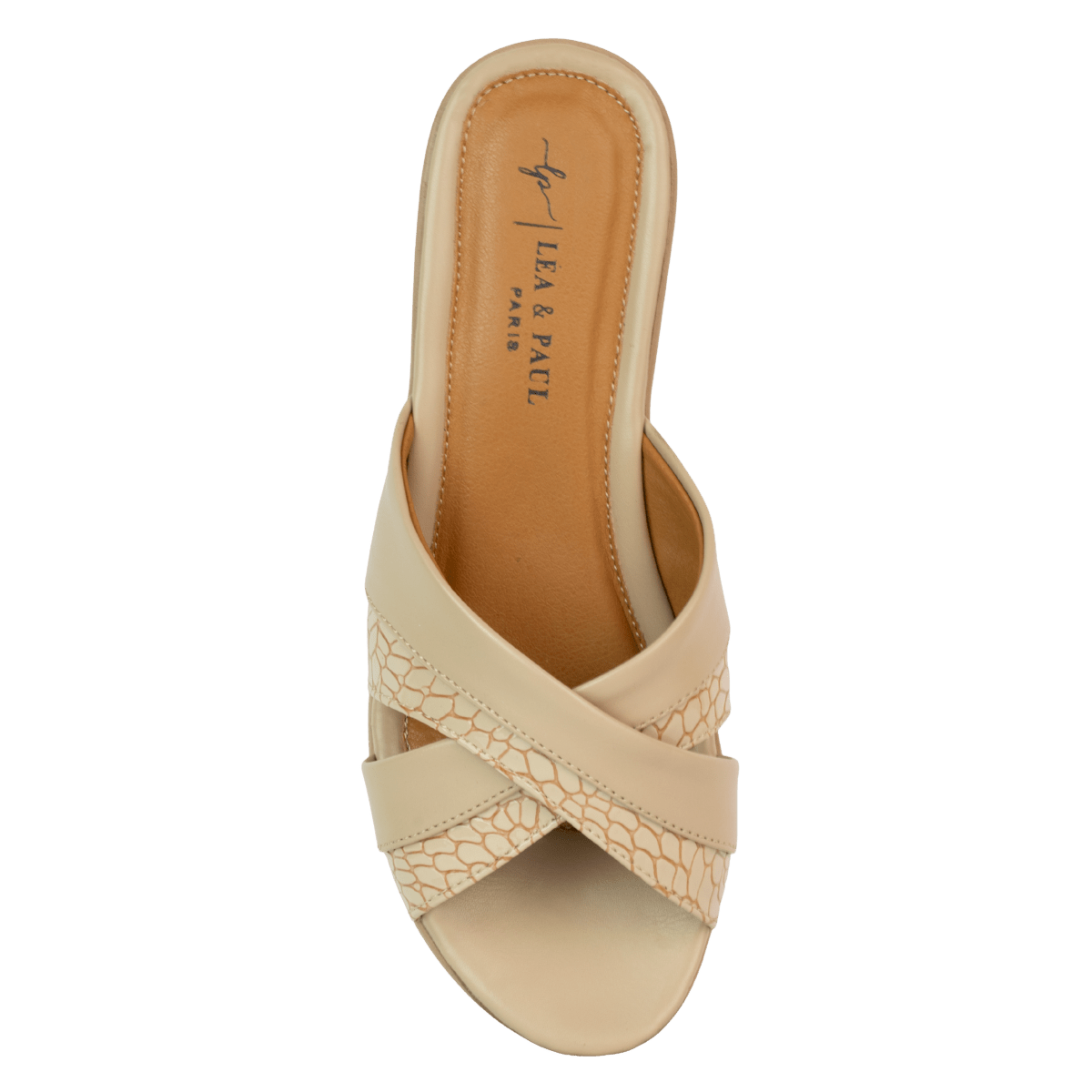 Sandales compensées en cuir pour femme – Beige – Lucie - Lea & Paul Maroc