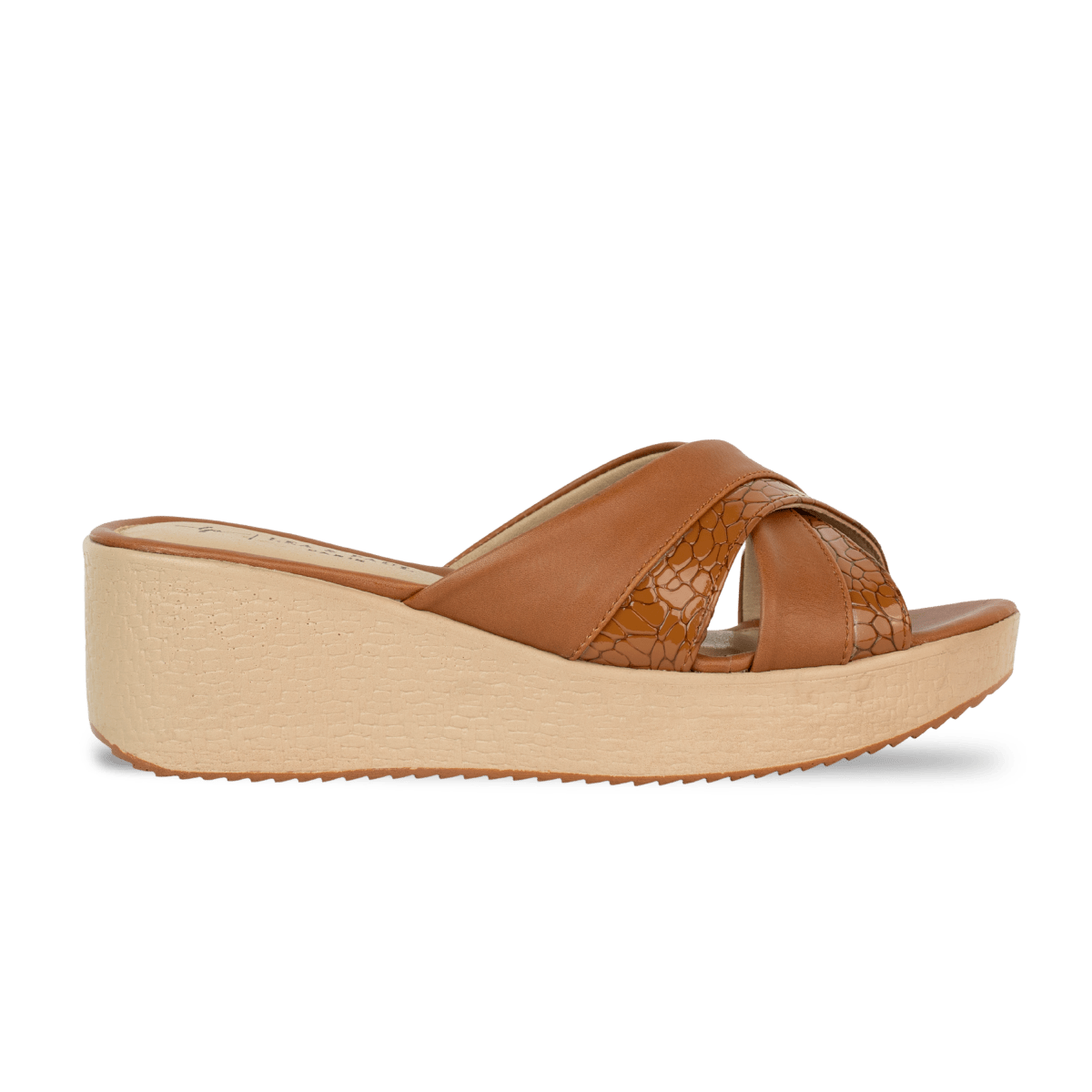 Sandales compensées en cuir pour femme – Tabac – Lucie - Lea & Paul Maroc
