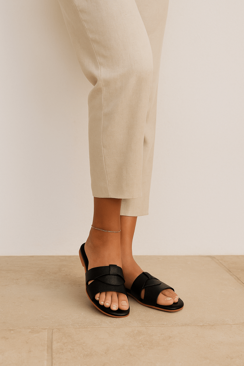 Sandales en cuir pour femme – Noir – Seraphine - Lea & Paul Maroc