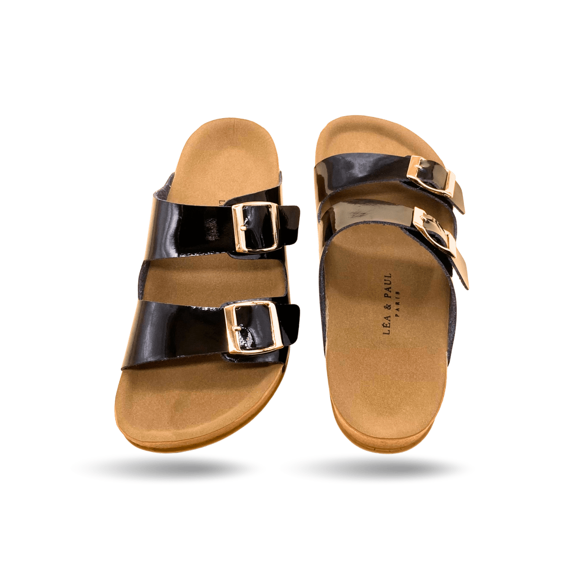 Sandales en cuir pour femme – Noir vernis – Marielle - Lea & Paul Maroc