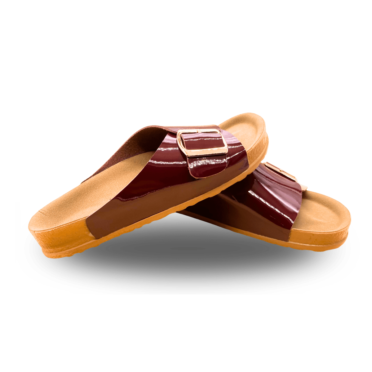 Sandales en cuir vernis pour femme – Grenat – Angeline - Lea & Paul Maroc