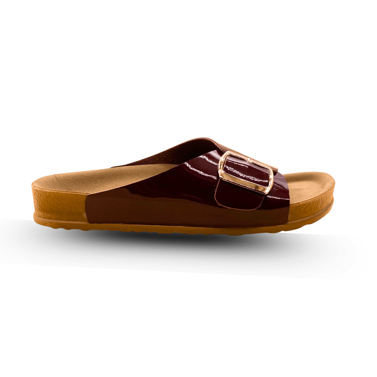Sandales en cuir vernis pour femme – Grenat – Angeline - Lea & Paul Maroc