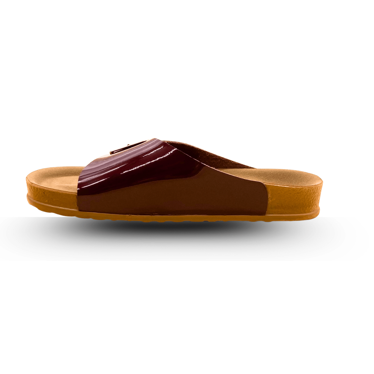Sandales en cuir vernis pour femme – Grenat – Angeline - Lea & Paul Maroc