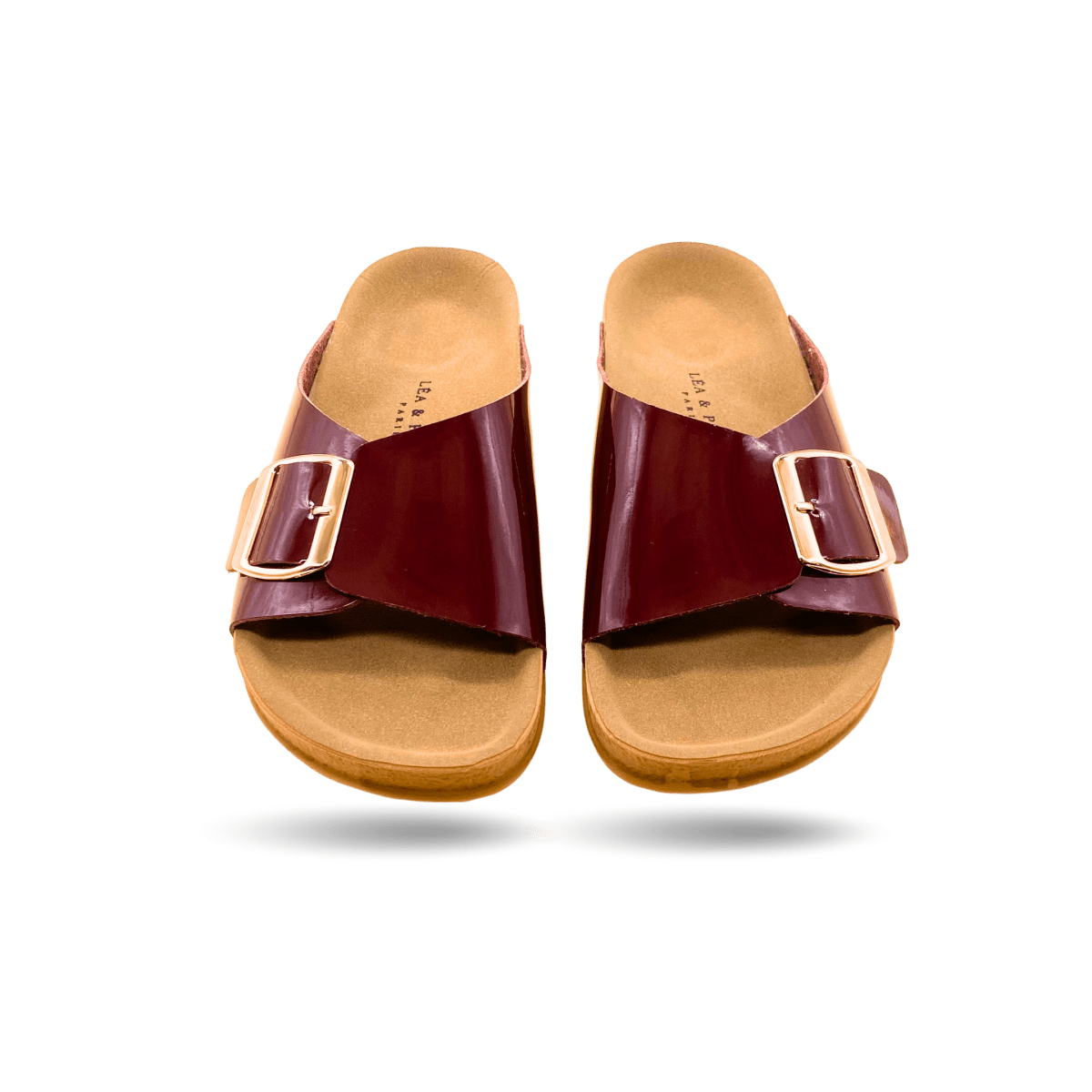 Sandales en cuir vernis pour femme – Grenat – Angeline - Lea & Paul Maroc