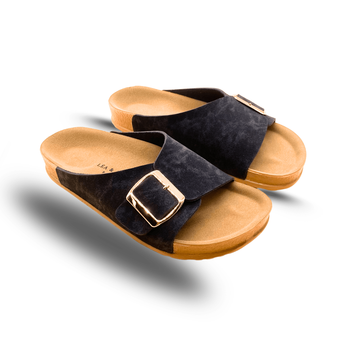 Sandales en daim pour femme – Noir – Angeline - Lea & Paul Maroc