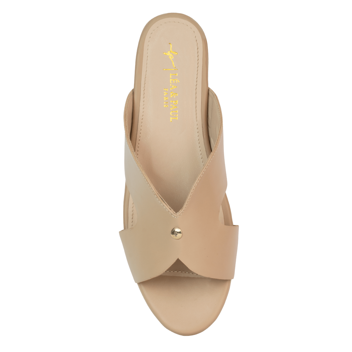 Sandales plates en cuir pour femme – Beige – Vera - Lea & Paul Maroc