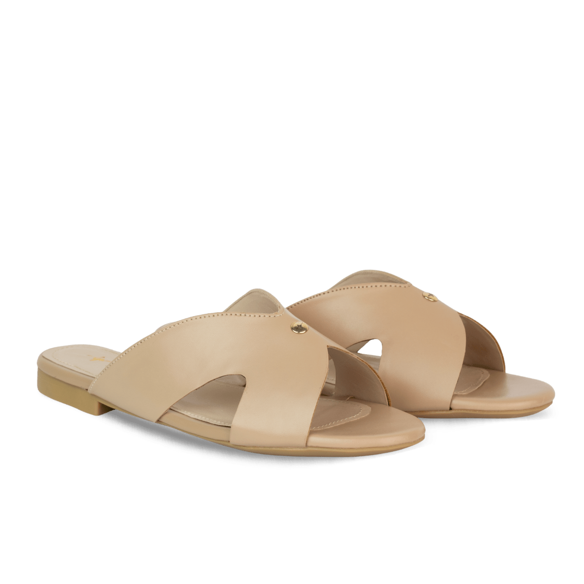Sandales plates en cuir pour femme – Beige – Vera - Lea & Paul Maroc