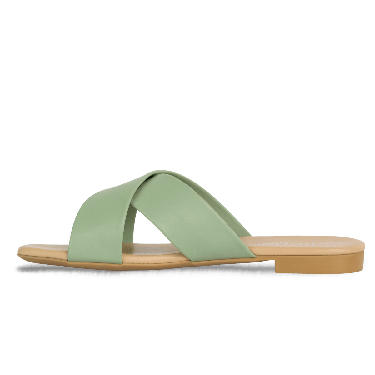 Sandales plates en cuir pour femme – Menthe – Lisandra - Lea & Paul Maroc