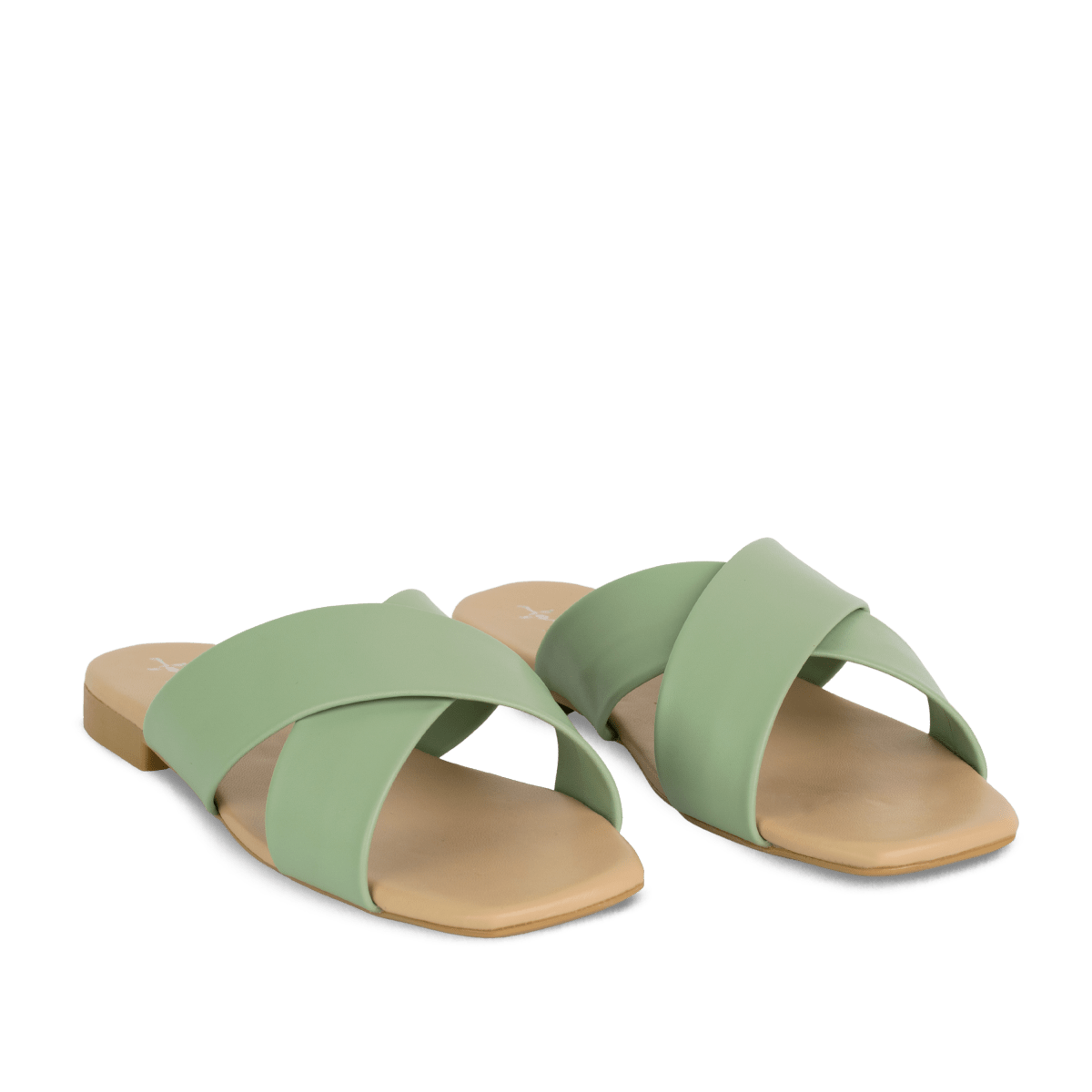 Sandales plates en cuir pour femme – Menthe – Lisandra - Lea & Paul Maroc