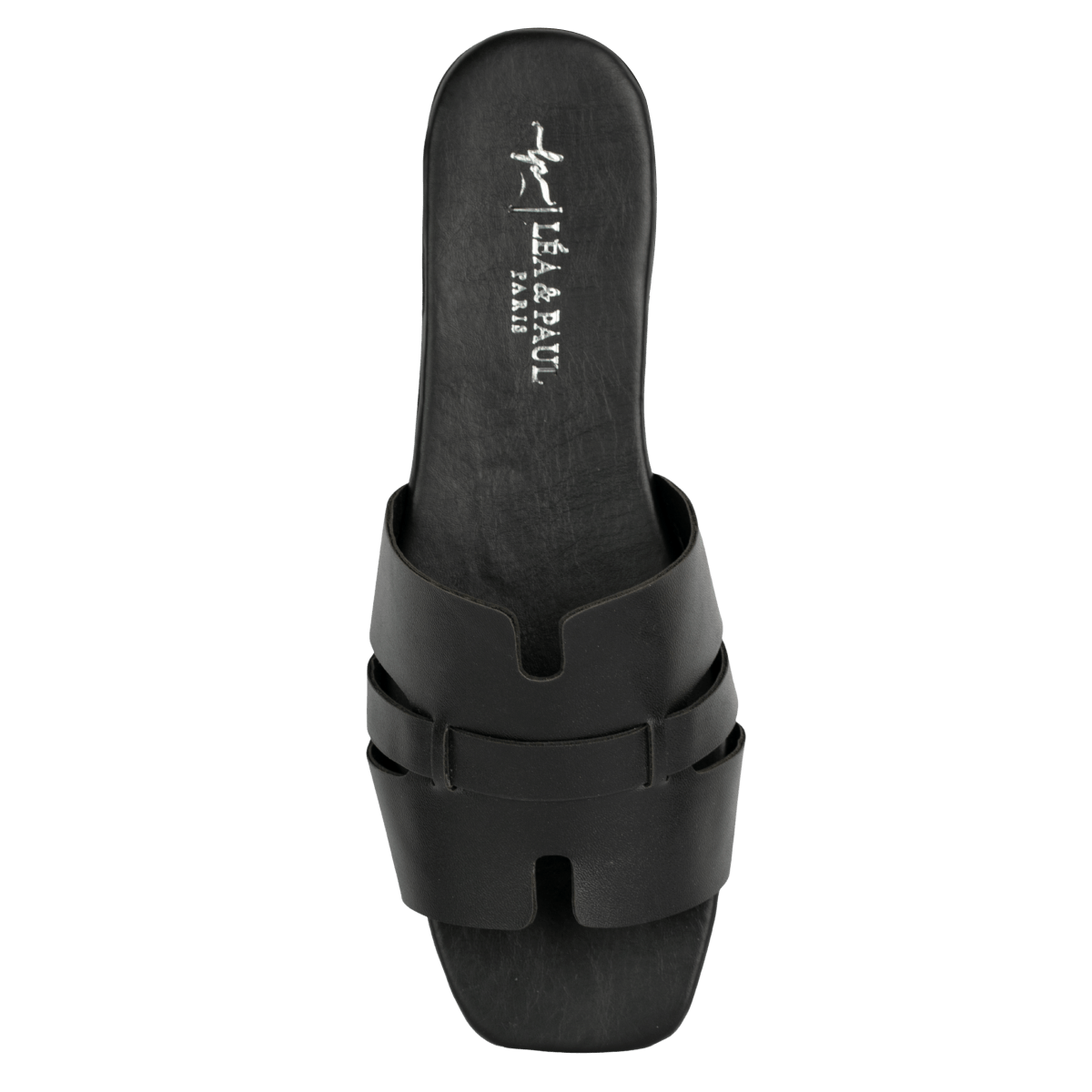 Sandales plates en cuir pour femme – Noir – Camilla - Lea & Paul Maroc