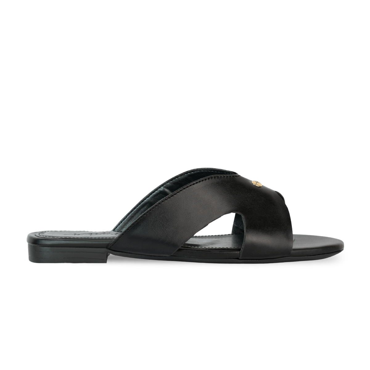Sandales plates en cuir pour femme – Noir – Vera - Lea & Paul Maroc