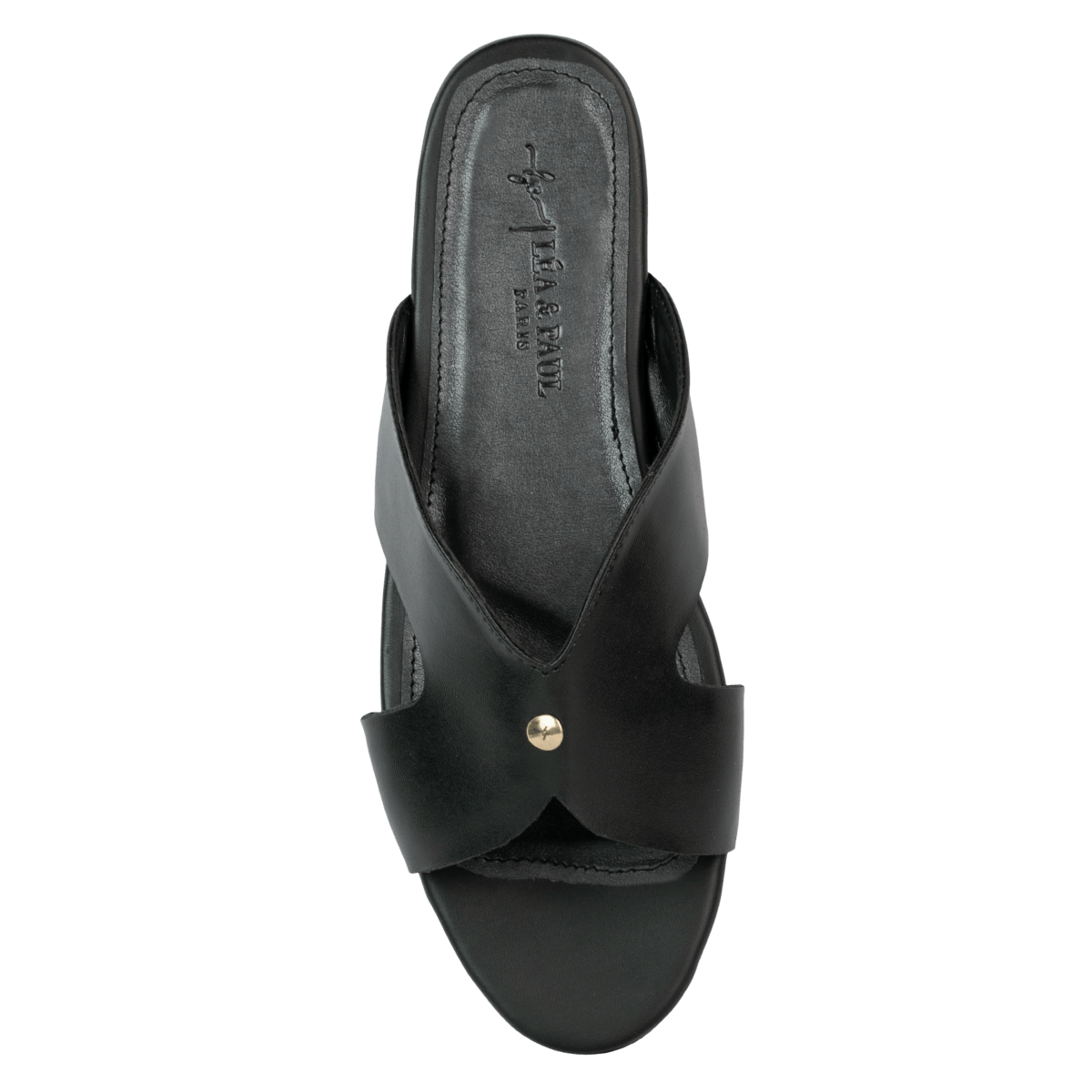 Sandales plates en cuir pour femme – Noir – Vera - Lea & Paul Maroc