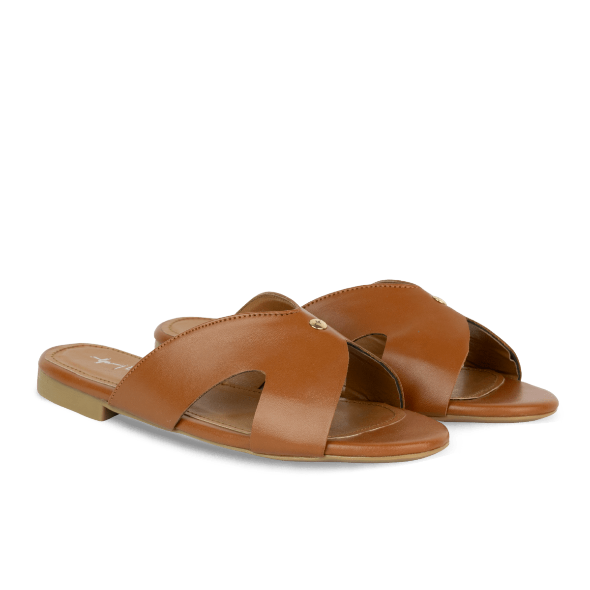 Sandales plates en cuir pour femme – Tabac – Vera - Lea & Paul Maroc