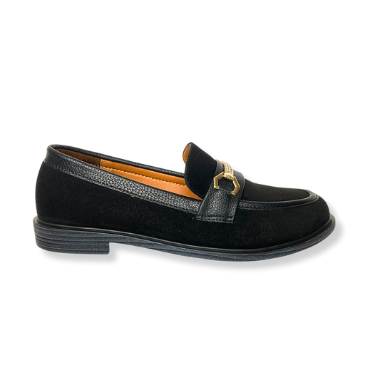 Mocassin en daim pour femmes noir - Elora