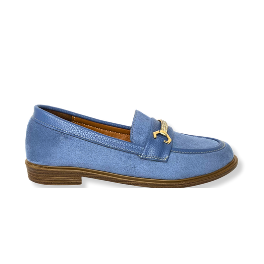Mocassin en daim pour femmes bleu pastel - Elora