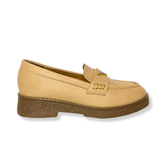 Mocassin en cuir pour femmes beige - Lucia