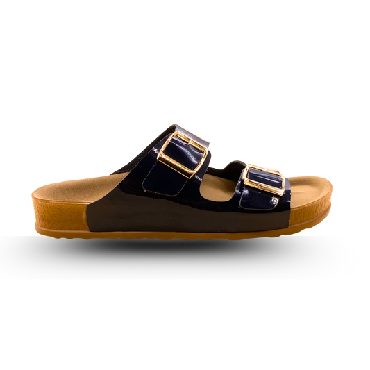 Sandales en cuir pour femme – Bleu Marine – Marielle