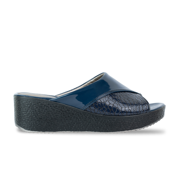 Emeline : Sandale compensée Bleu marine