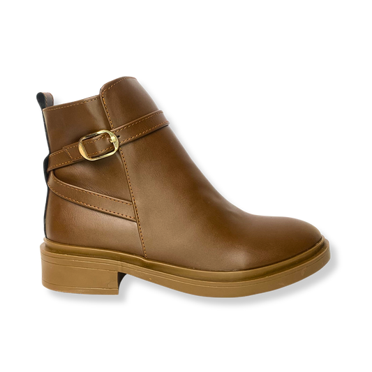 Bottines fourrées en cuir pour femme tabac - Lisanne