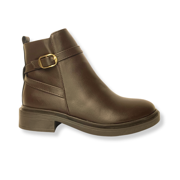 Bottines fourrées en cuir pour femme marron foncé - Lisanne