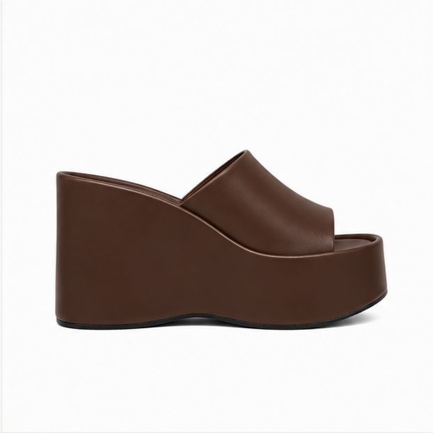 Sandales compensées pour femme – Marron chocolat – Vitoria