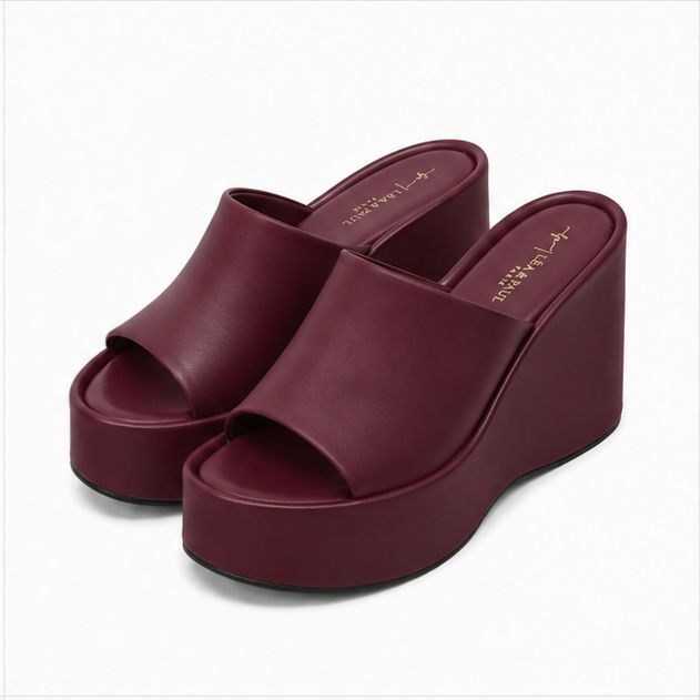 Sandales compensées pour femme – Grenat – Vitoria