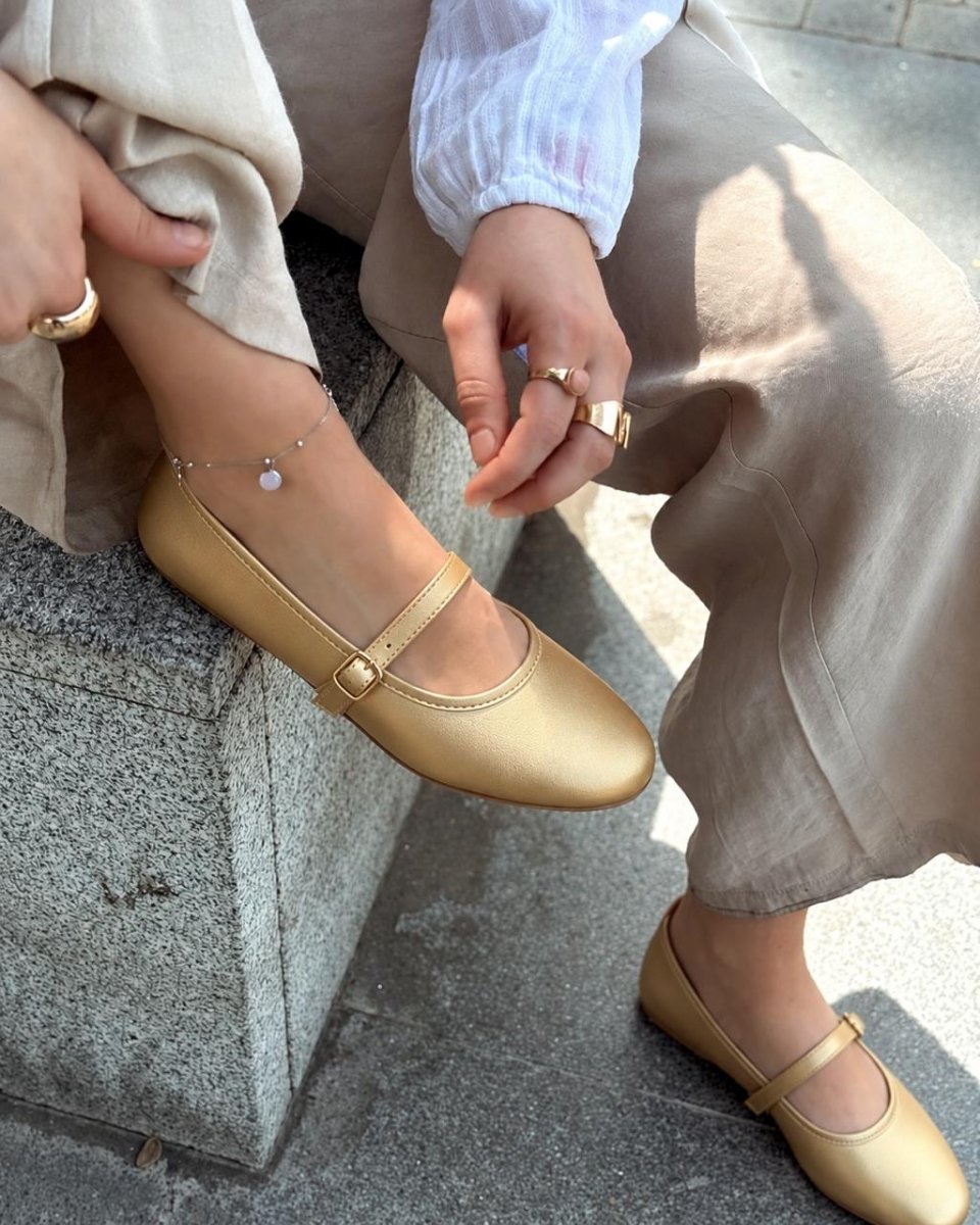 Ballerine en cuir pour femme – Gold – Bella - Lea & Paul Maroc