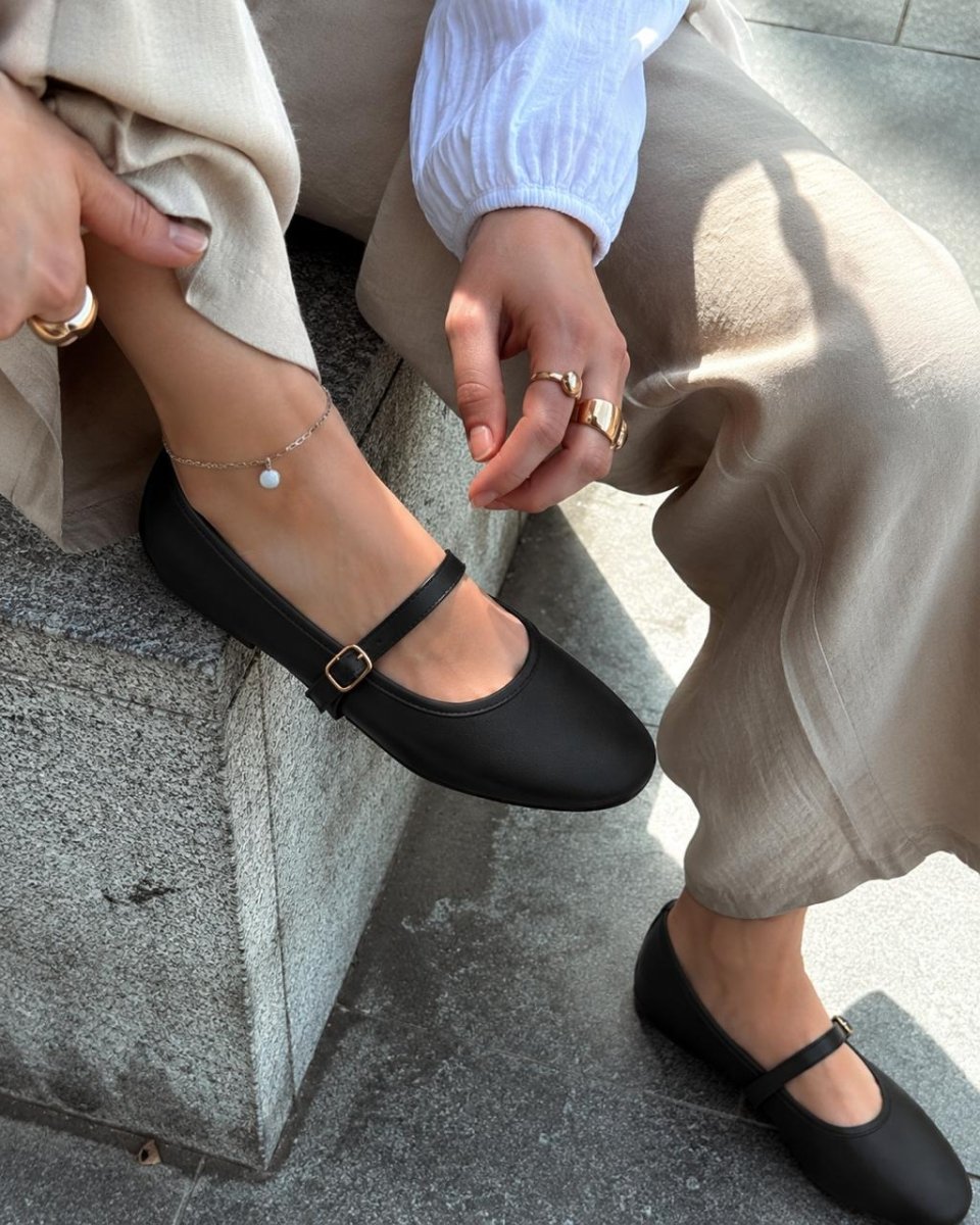 Ballerine en cuir pour femme – Noir – Bella - Lea & Paul Maroc