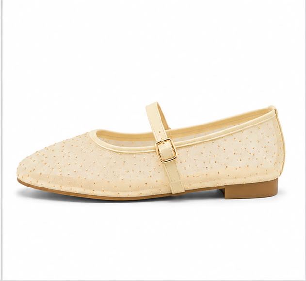 Ballerine en tulle semi-transparent pour femme - Dorée - Crystal - Lea & Paul Maroc
