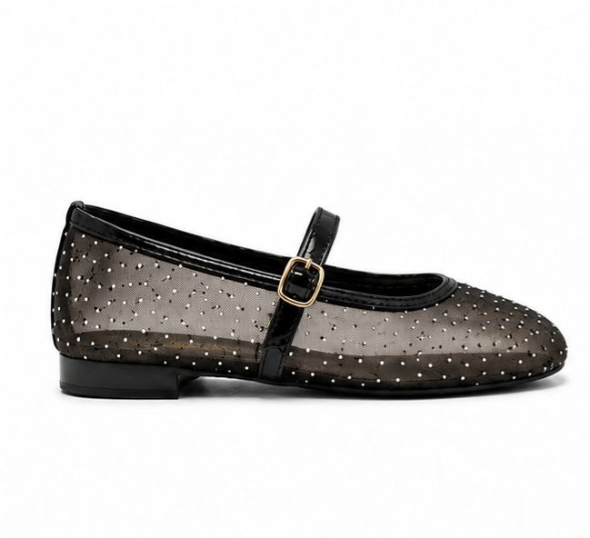 Ballerine en tulle semi-transparent pour femme - Noir - Crystal - Lea & Paul Maroc