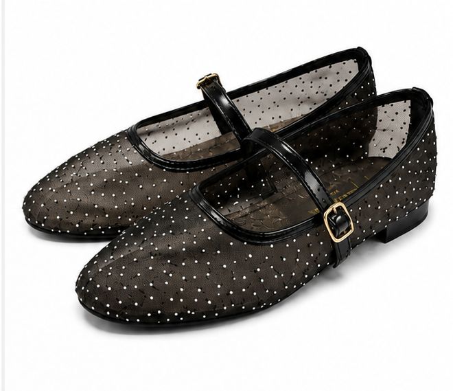 Ballerine en tulle semi-transparent pour femme - Noir - Crystal - Lea & Paul Maroc