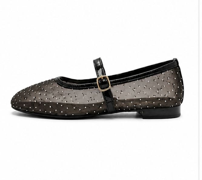 Ballerine en tulle semi-transparent pour femme - Noir - Crystal - Lea & Paul Maroc