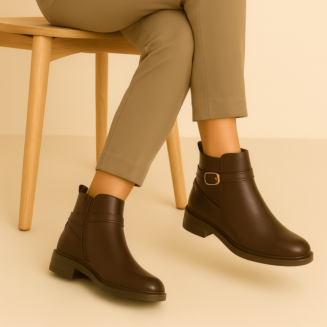 Bottines fourrées en cuir pour femme marron foncé - Lisanne - Lea & Paul Maroc