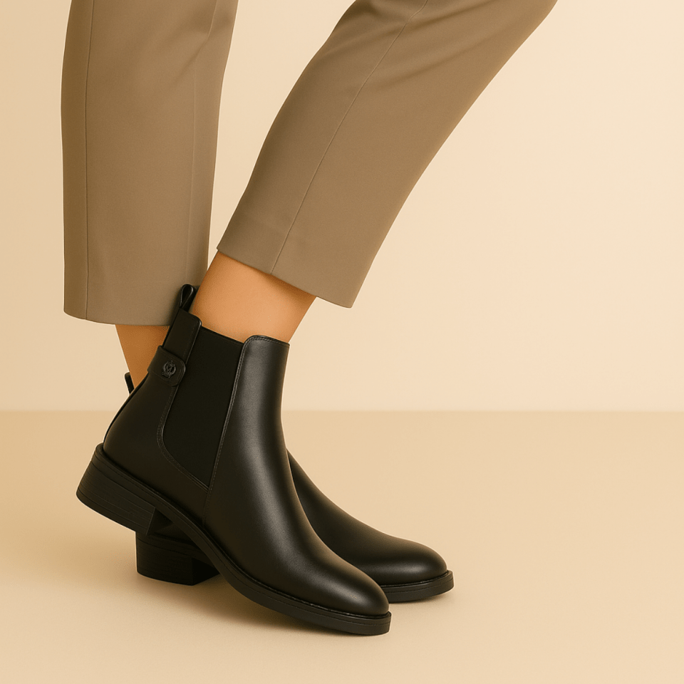 Bottines fourrées en cuir pour femme noir - Marianne - Lea & Paul Maroc