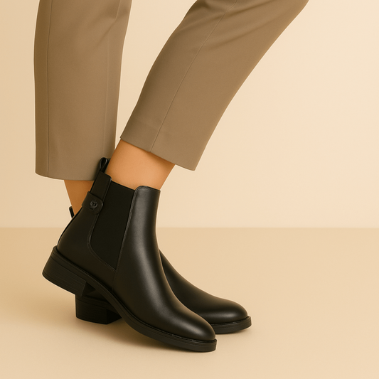 Bottines fourrées en cuir pour femme noir - Marianne - Lea & Paul Maroc