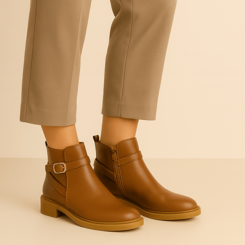 Bottines fourrées en cuir pour femme tabac - Lisanne - Lea & Paul Maroc