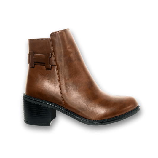 Bottines fourrées en cuir pour femmes - Marron - Hermine - Lea & Paul Maroc