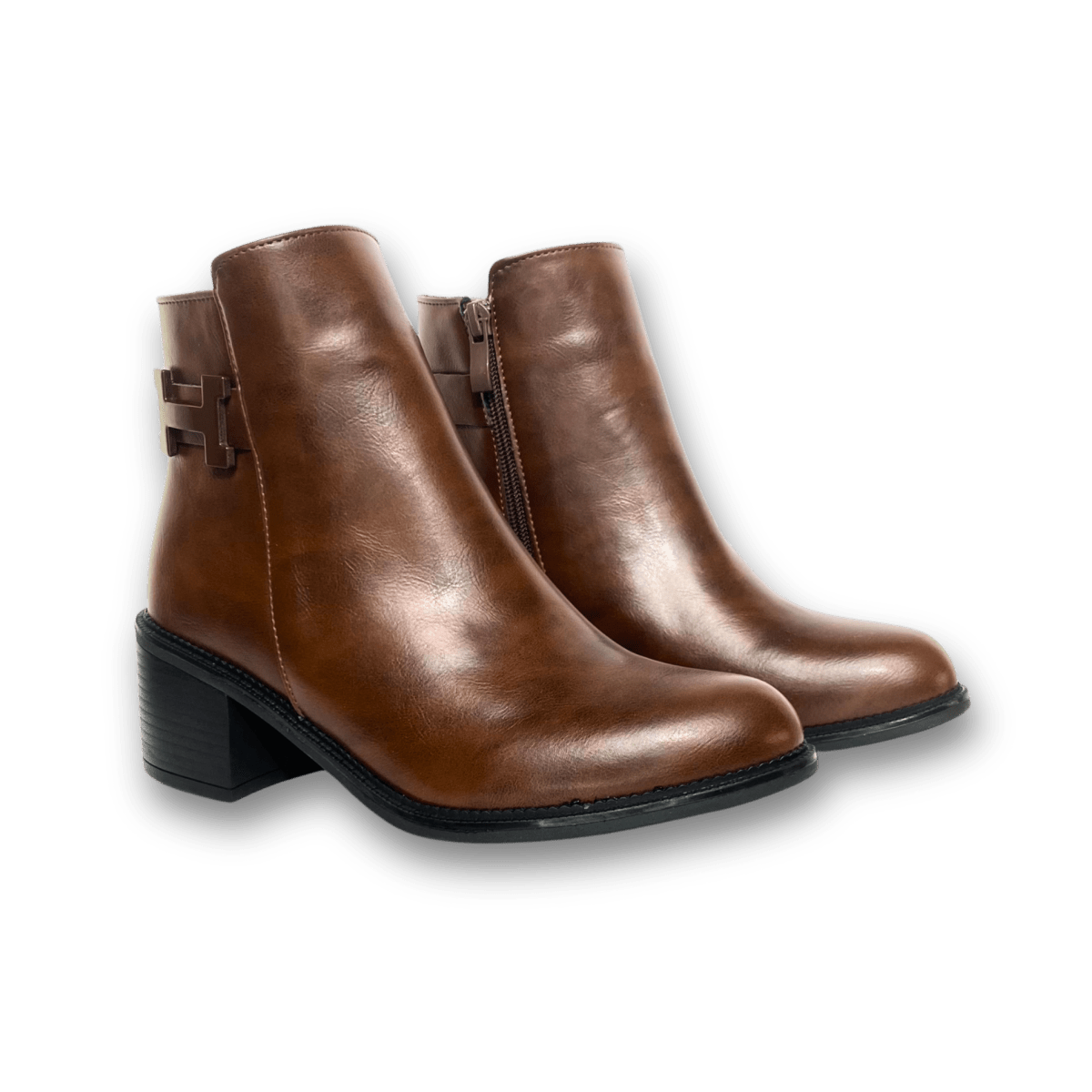 Bottines fourrées en cuir pour femmes - Marron - Hermine - Lea & Paul Maroc