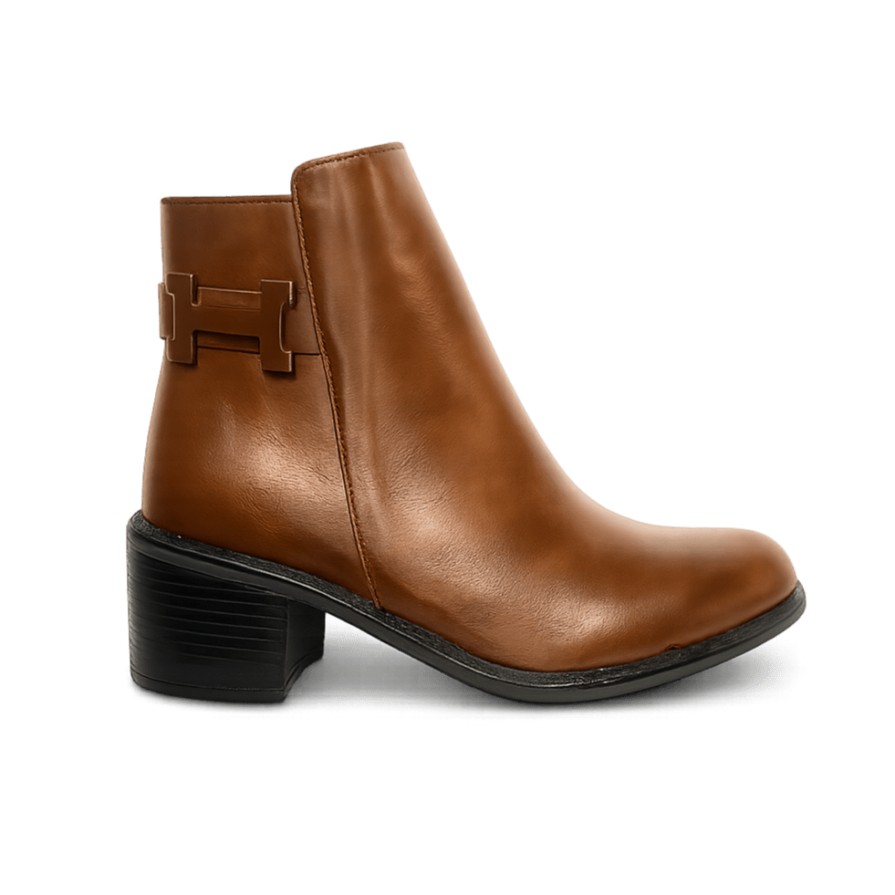 Bottines fourrées en cuir pour femmes - Marron - Hermine - Lea & Paul Maroc