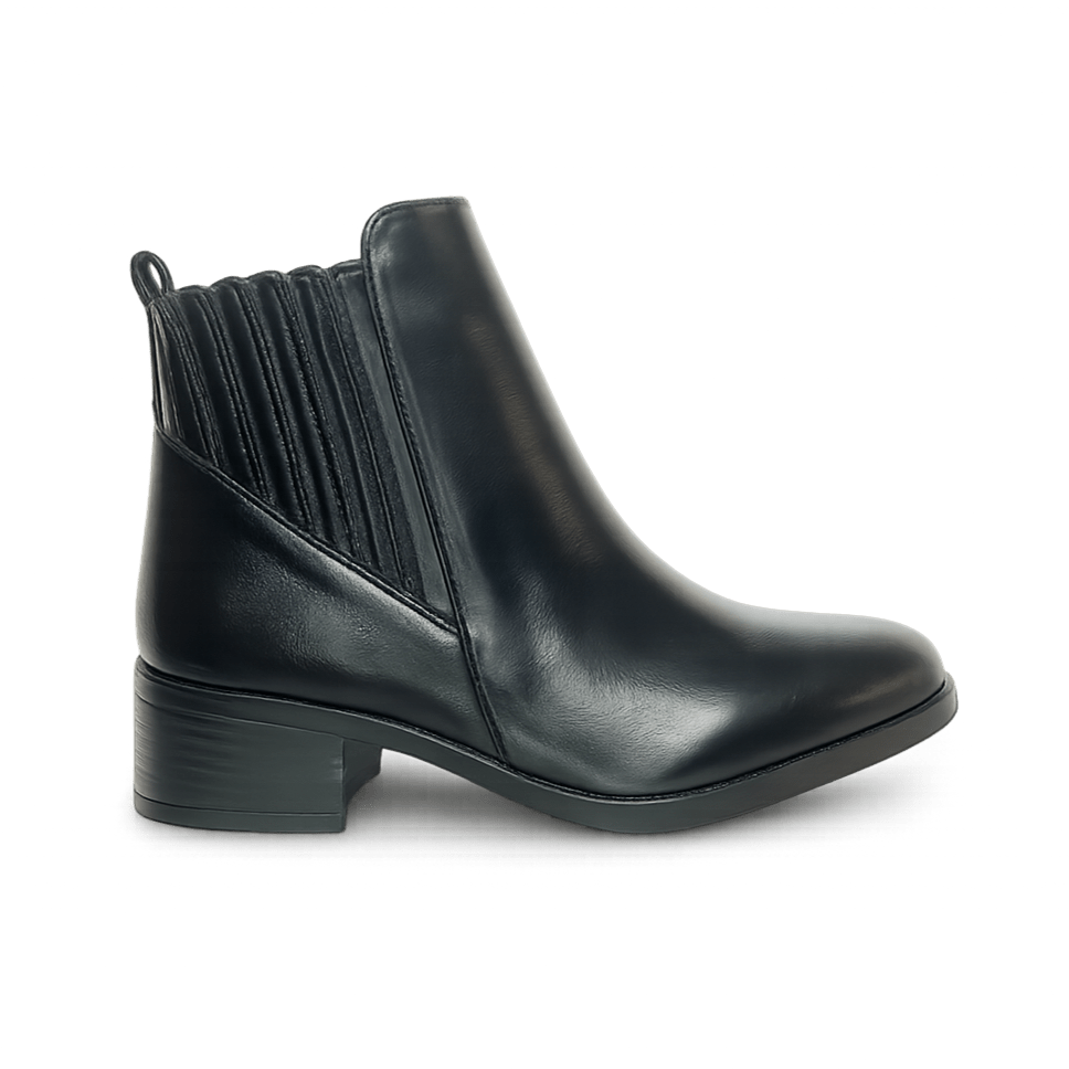 Bottines fourrées en cuir pour femmes - Noir - Carmelle - Lea & Paul Maroc