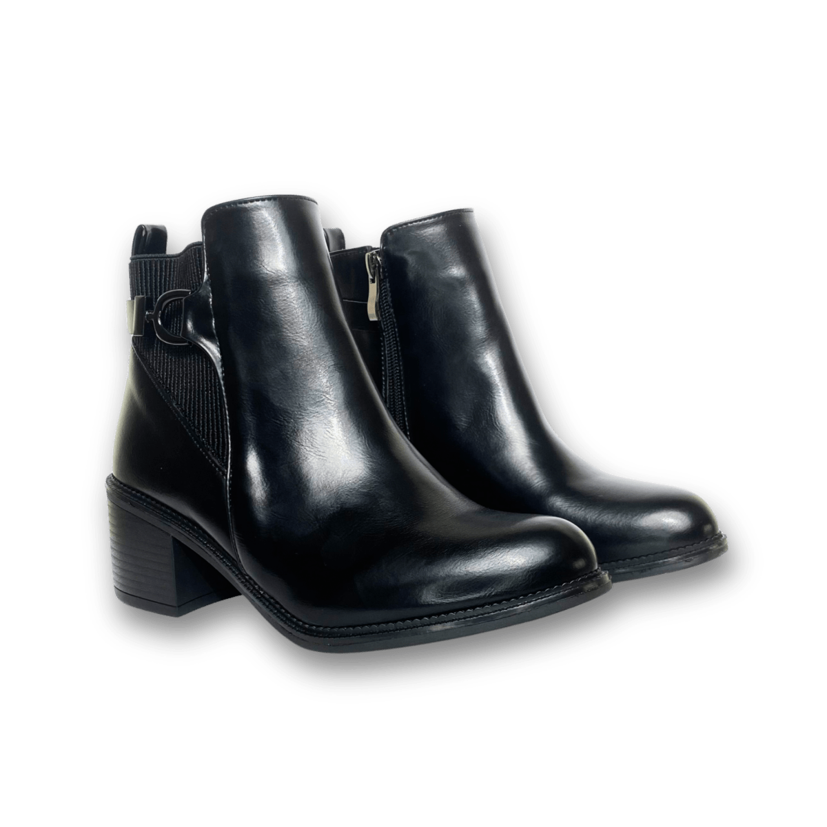 Bottines fourrées en cuir pour femmes - Noir - Denise - Lea & Paul Maroc