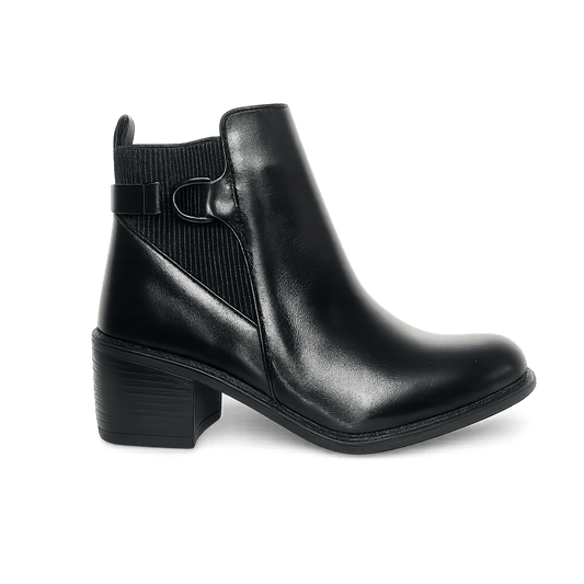 Bottines fourrées en cuir pour femmes - Noir - Denise - Lea & Paul Maroc